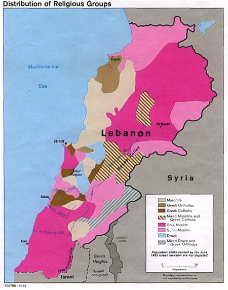  Maps Middle East And Asia Lebanon Religions 83