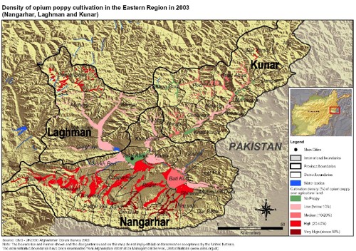 Opium map in Afghanistan